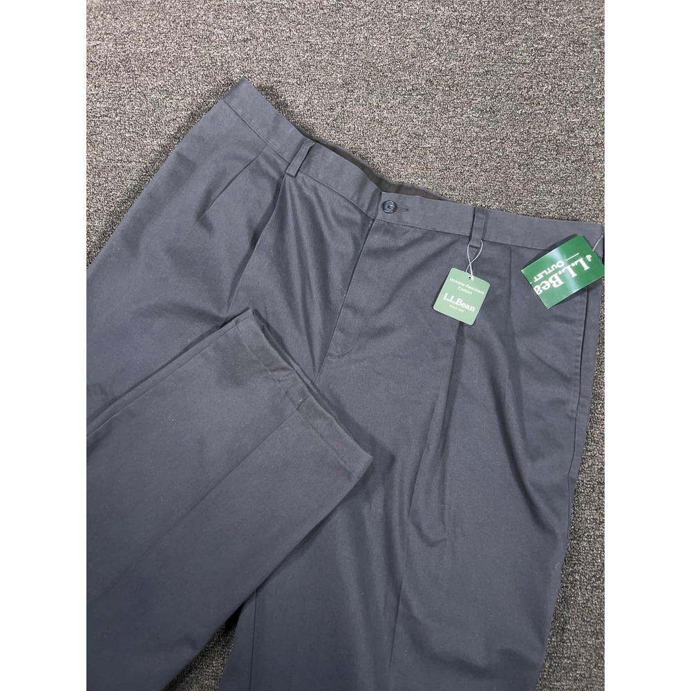 New LL Bean Wrinkle Free Double Pleated Natural Fit Chino Pants Blue Men's 42x31
